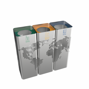 ECOMONDE SST -poubelles de tri selectif modernes en acier inoxydable