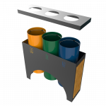 ELM PCW - bacs de recyclage modernes en metal et bois