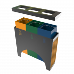 ELM PCW - bacs de recyclage modernes en metal et bois